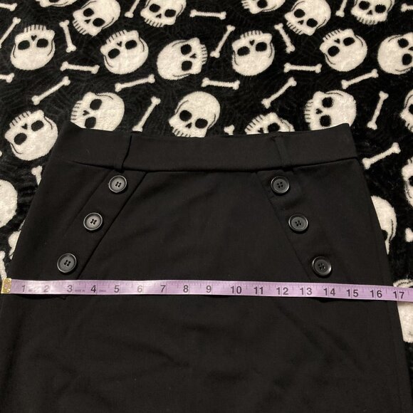 Philosophy Black nautical style slip-on pencil skirt ~ Goth SMALL MEDIUM skirt - Picture 8 of 13